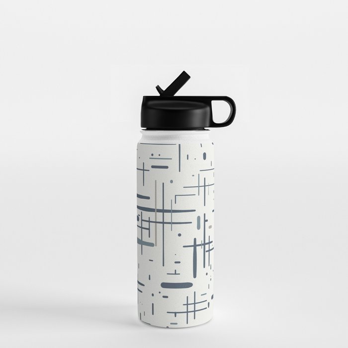 Mid-Century Modern Kinetikos Pattern in Neutral Blue Gray Tones on Nearly White Water Bottle Gallery Image 1