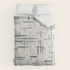 Mid-Century Modern Kinetikos Pattern in Neutral Blue Gray Tones on Nearly White Duvet Cover Gallery Image 6
