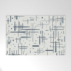 Mid-Century Modern Kinetikos Pattern in Neutral Blue Gray Tones on Nearly White Welcome Mat Gallery Image 1