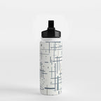 Mid-Century Modern Kinetikos Pattern in Neutral Blue Gray Tones on Nearly White Water Bottle Gallery Image 2