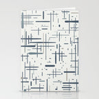 Mid-Century Modern Kinetikos Pattern in Neutral Blue Gray Tones on Nearly White Stationery Card Gallery Image 2
