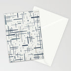 Mid-Century Modern Kinetikos Pattern in Neutral Blue Gray Tones on Nearly White Stationery Card Gallery Image 2