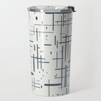 Mid-Century Modern Kinetikos Pattern in Neutral Blue Gray Tones on Nearly White Travel Mug Gallery Image 2
