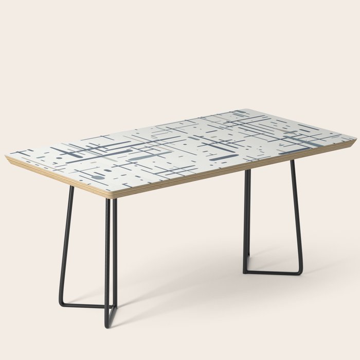 Mid-Century Modern Kinetikos Pattern in Neutral Blue Gray Tones on Nearly White Coffee Table Gallery Image 1