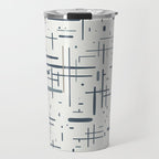 Mid-Century Modern Kinetikos Pattern in Neutral Blue Gray Tones on Nearly White Travel Mug Gallery Image 1