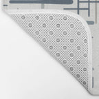 Mid-Century Modern Kinetikos Pattern in Neutral Blue Gray Tones on Nearly White Bath Mat Gallery Image 2
