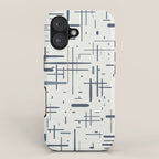Mid-Century Modern Kinetikos Pattern in Neutral Blue Gray Tones on Nearly White iPhone Case Gallery Image 1