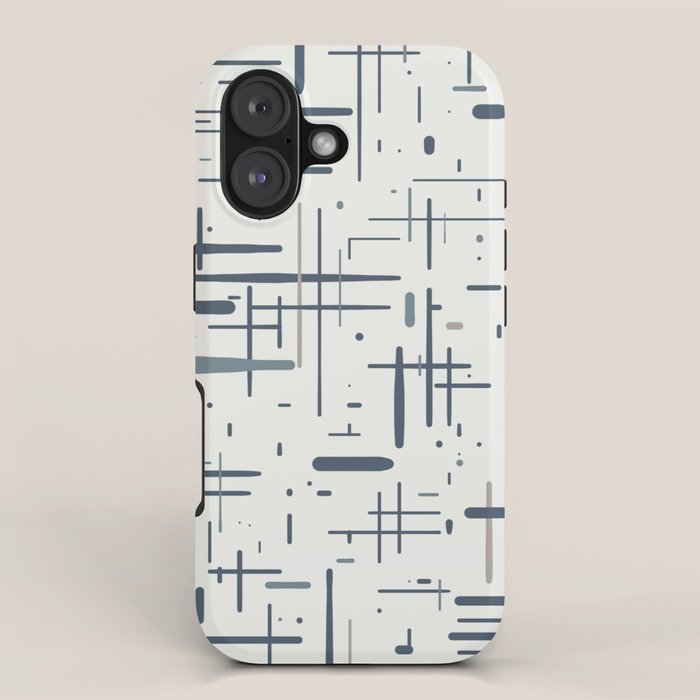 Mid-Century Modern Kinetikos Pattern in Neutral Blue Gray Tones on Nearly White iPhone Case Gallery Image 1