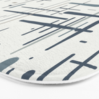 Mid-Century Modern Kinetikos Pattern in Neutral Blue Gray Tones on Nearly White Bath Mat Gallery Image 3