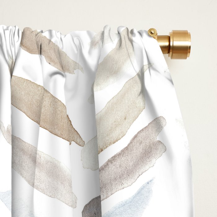 Artistic herringbone - watercolor chevron in blue and earthy Window Curtain Gallery Image 2