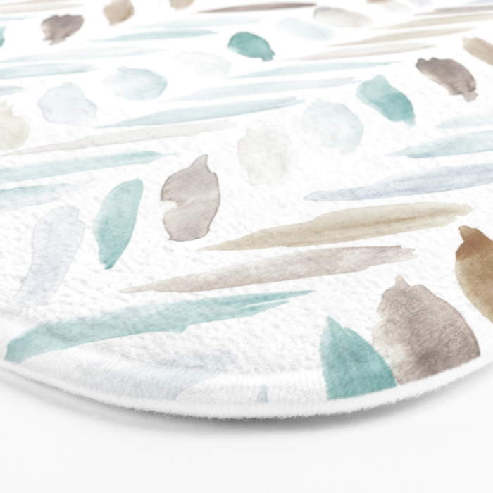 Artistic herringbone - watercolor chevron in blue and earthy Bath Mat Gallery Image 3