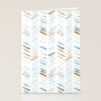 Artistic herringbone - watercolor chevron in blue and earthy Stationery Card Gallery Image 2