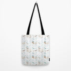 Artistic herringbone - watercolor chevron in blue and earthy Tote Bag Gallery Image 2