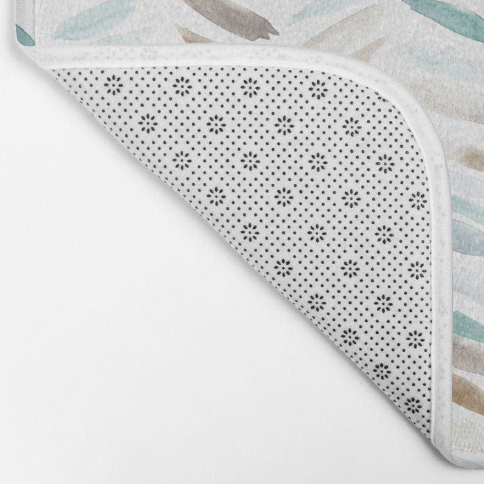 Artistic herringbone - watercolor chevron in blue and earthy Bath Mat Gallery Image 2