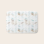 Artistic herringbone - watercolor chevron in blue and earthy Bath Mat Gallery Image 1