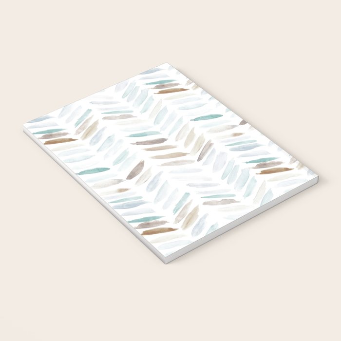 Artistic herringbone - watercolor chevron in blue and earthy Notebook Gallery Image 3