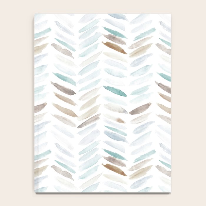 Artistic herringbone - watercolor chevron in blue and earthy Notebook Gallery Image 4