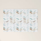 Artistic herringbone - watercolor chevron in blue and earthy Welcome Mat Gallery Image 1