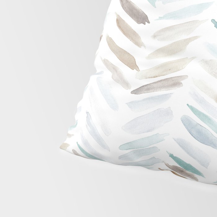 Artistic herringbone - watercolor chevron in blue and earthy Pillow Sham Gallery Image 4