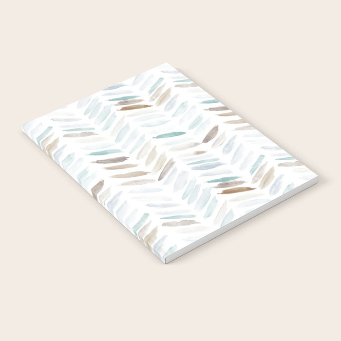 Artistic herringbone - watercolor chevron in blue and earthy Notebook Gallery Image 2