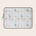 Artistic herringbone - watercolor chevron in blue and earthy Laptop Sleeve Gallery Image 1