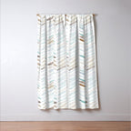 Artistic herringbone - watercolor chevron in blue and earthy Window Curtain Gallery Image 3