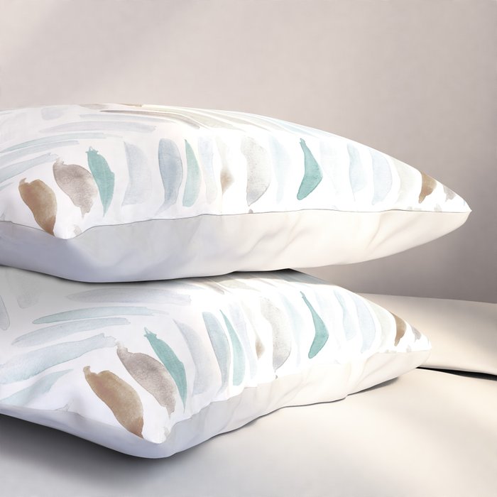 Artistic herringbone - watercolor chevron in blue and earthy Pillow Sham Gallery Image 3