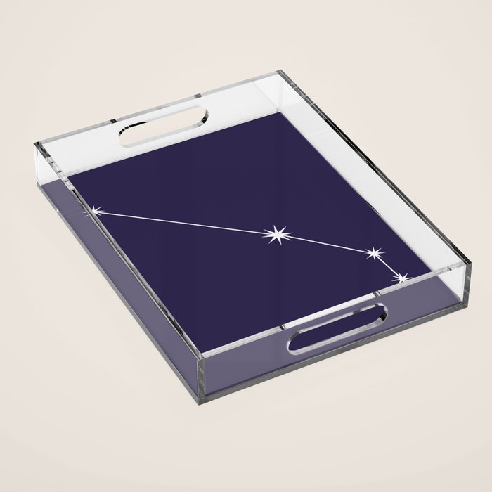 Aries Zodiac Star Constellation Line Art Dark Purple Acrylic Tray Gallery Image 1