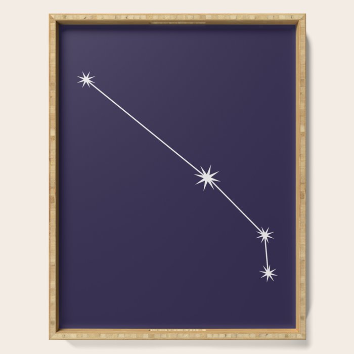 Aries Zodiac Star Constellation Line Art Dark Purple Serving Tray Gallery Image 1