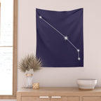 Aries Zodiac Star Constellation Line Art Dark Purple Wall Tapestry Gallery Image 2