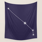 Aries Zodiac Star Constellation Line Art Dark Purple Wall Tapestry Gallery Image 4
