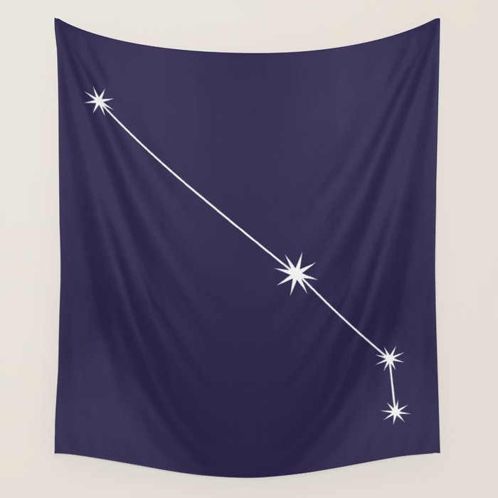Aries Zodiac Star Constellation Line Art Dark Purple Wall Tapestry Gallery Image 4