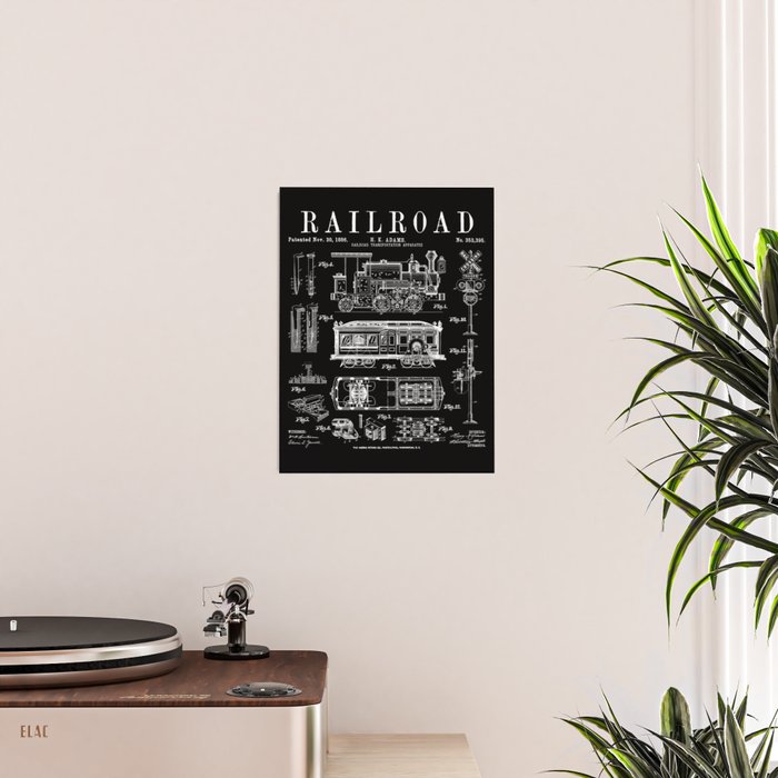 Railroad Railway Steam Locomotive Train Vintage Patent Print Poster Gallery Image 2