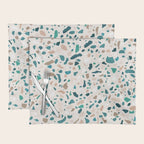 Terrazzo Memphis beige turquoise brown white Placemat Gallery Image 1