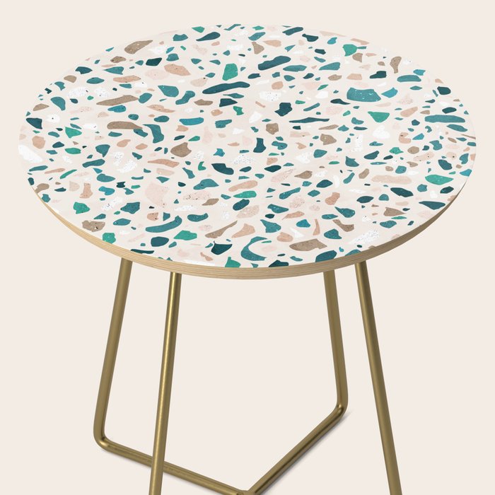 Terrazzo Memphis beige turquoise brown white Side Table Gallery Image 2