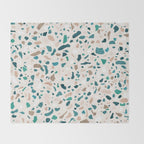 Terrazzo Memphis beige turquoise brown white Throw Blanket Gallery Image 2
