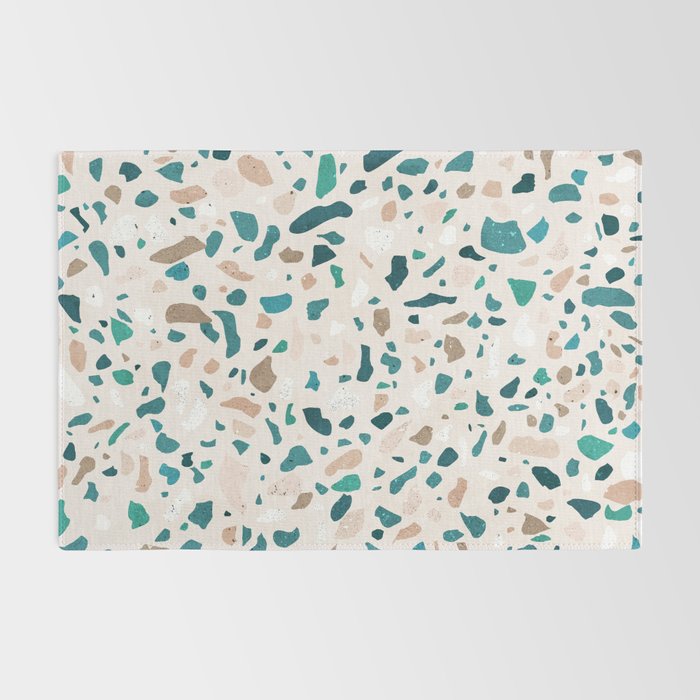 Terrazzo Memphis beige turquoise brown white Rug Gallery Image 2