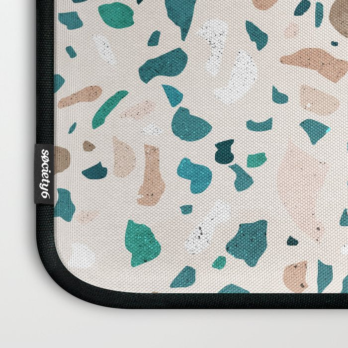 Terrazzo Memphis beige turquoise brown white Laptop Sleeve Gallery Image 3