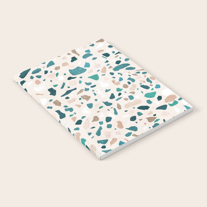 Terrazzo Memphis beige turquoise brown white Notebook Gallery Image 1