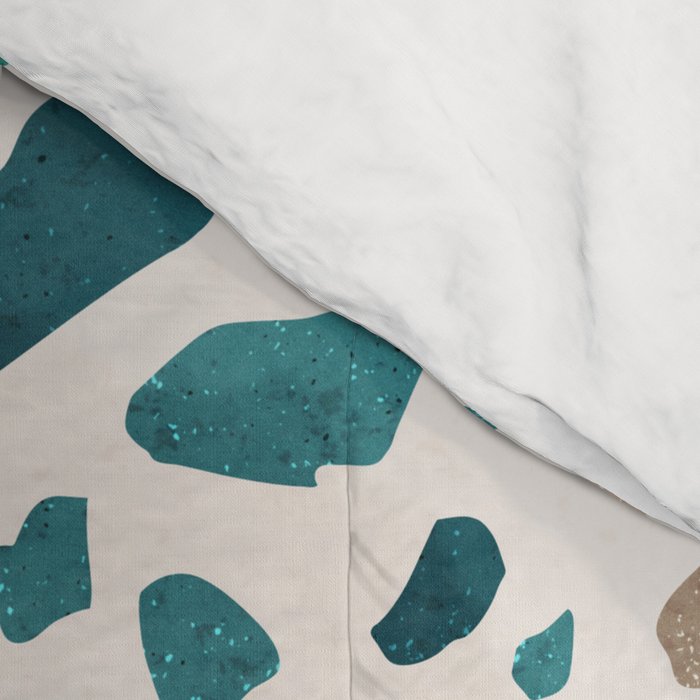 Terrazzo Memphis beige turquoise brown white Comforter Gallery Image 4