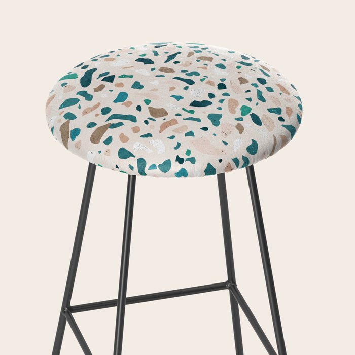 Terrazzo Memphis beige turquoise brown white Stool Gallery Image 2