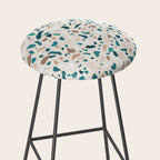 Terrazzo Memphis beige turquoise brown white Stool Gallery Image 2