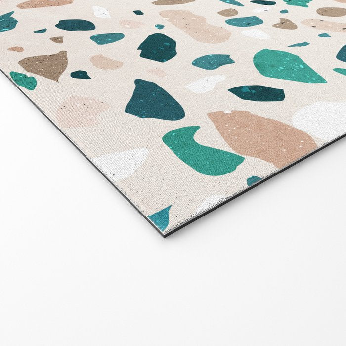 Terrazzo Memphis beige turquoise brown white Welcome Mat Gallery Image 2