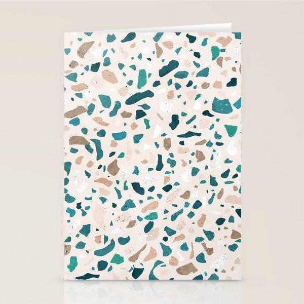 Terrazzo Memphis beige turquoise brown white Stationery Card Gallery Image 2