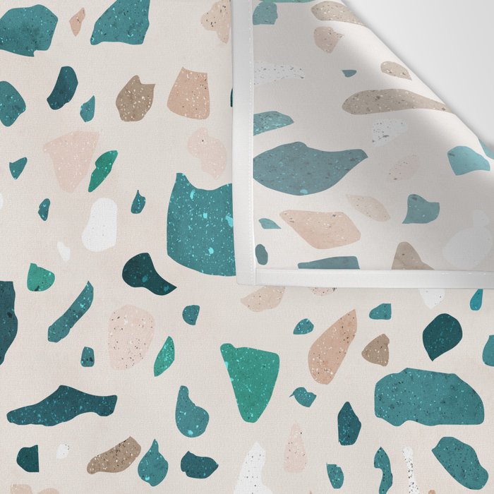 Terrazzo Memphis beige turquoise brown white Wall Tapestry Gallery Image 3