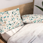 Terrazzo Memphis beige turquoise brown white Pillow Sham Gallery Image 2