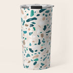 Terrazzo Memphis beige turquoise brown white Travel Mug Gallery Image 1