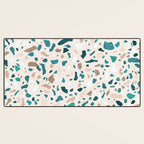 Terrazzo Memphis beige turquoise brown white Desk Mat Gallery Image 3