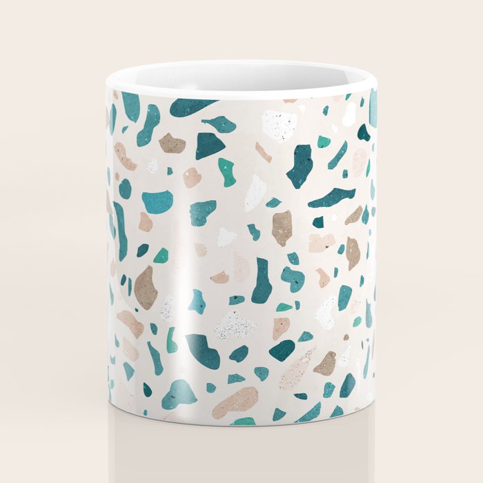 Terrazzo Memphis beige turquoise brown white Coffee Mug Gallery Image 4