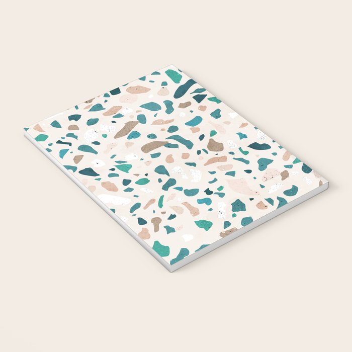 Terrazzo Memphis beige turquoise brown white Notebook Gallery Image 3